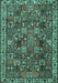 Machine Washable Persian Turquoise Traditional Area Rugs, wshtr4121turq