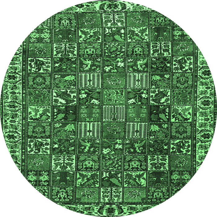 Round Persian Emerald Green Traditional Rug, tr4121emgrn