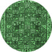 Round Persian Emerald Green Traditional Rug, tr4121emgrn