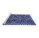 Sideview of Machine Washable Persian Blue Traditional Rug, wshtr4121blu