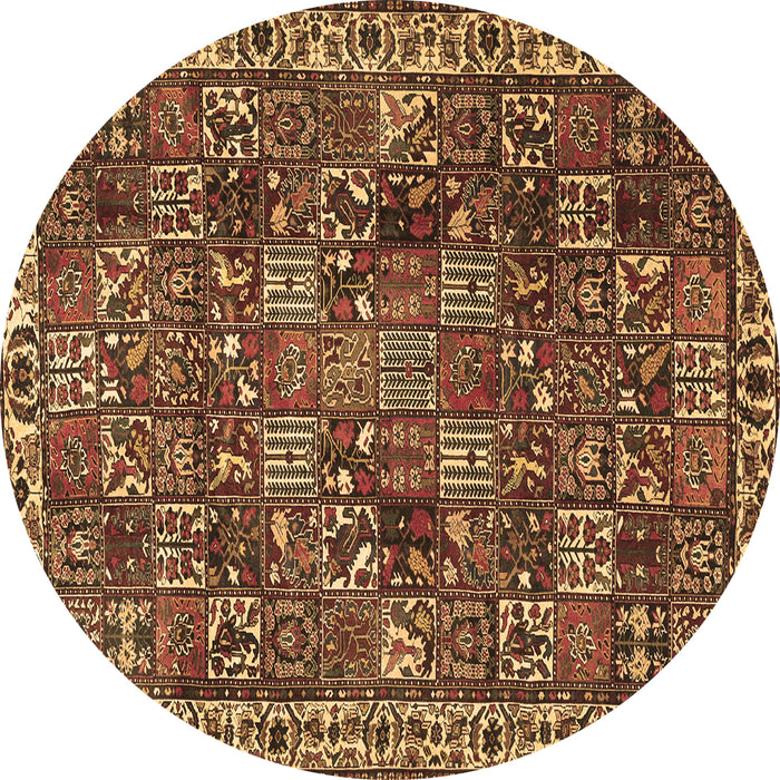 Round Machine Washable Persian Brown Traditional Rug, wshtr4121brn