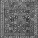 Round Machine Washable Persian Gray Traditional Rug, wshtr4121gry