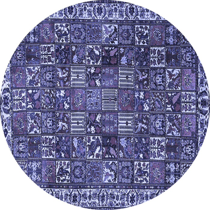 Round Machine Washable Persian Blue Traditional Rug, wshtr4121blu