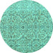 Round Persian Turquoise Traditional Rug, tr4122turq