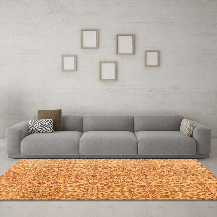 Machine Washable Persian Orange Traditional Area Rugs in a Living Room, wshtr4122org