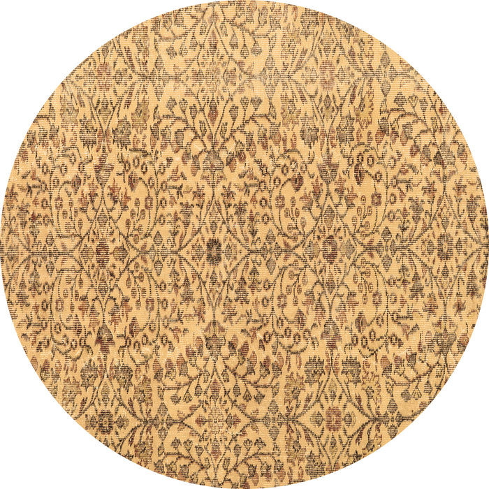 Round Machine Washable Persian Brown Traditional Rug, wshtr4122brn