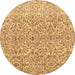 Round Machine Washable Persian Brown Traditional Rug, wshtr4122brn