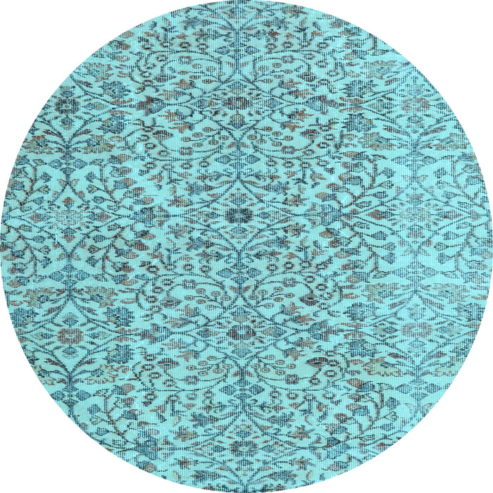 Round Machine Washable Persian Light Blue Traditional Rug, wshtr4122lblu
