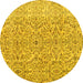Round Persian Yellow Traditional Rug, tr4122yw