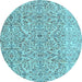 Round Persian Light Blue Traditional Rug, tr4122lblu