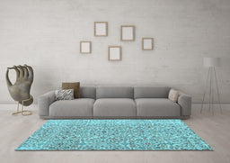 Machine Washable Persian Light Blue Traditional Rug in a Living Room, wshtr4122lblu