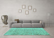 Machine Washable Persian Turquoise Traditional Area Rugs in a Living Room,, wshtr4122turq