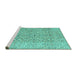 Sideview of Machine Washable Persian Turquoise Traditional Area Rugs, wshtr4122turq
