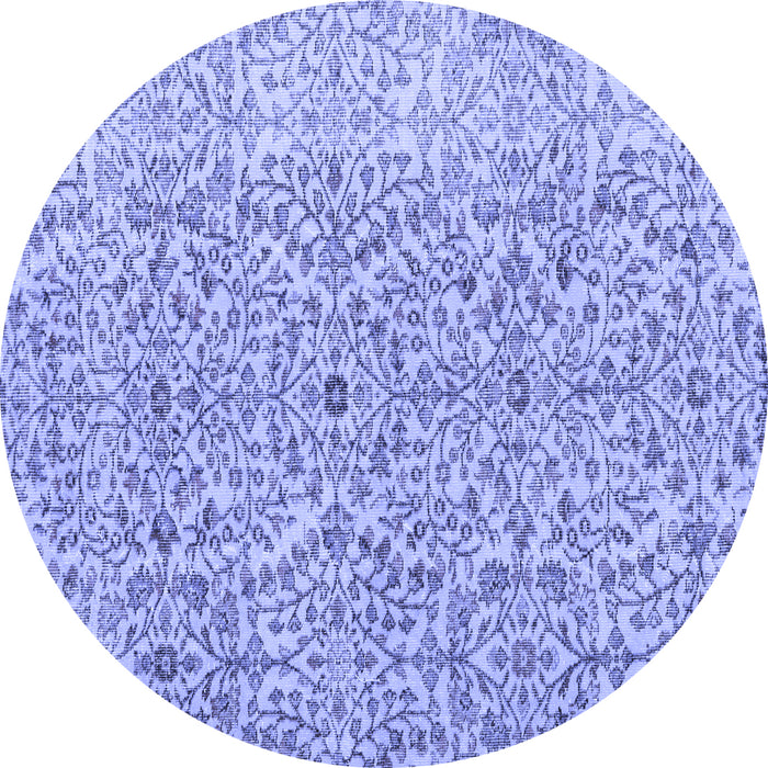 Round Machine Washable Persian Blue Traditional Rug, wshtr4122blu