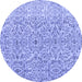 Round Machine Washable Persian Blue Traditional Rug, wshtr4122blu