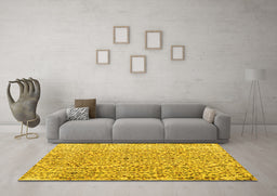 Machine Washable Persian Yellow Traditional Rug in a Living Room, wshtr4122yw