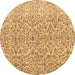 Round Persian Brown Traditional Rug, tr4122brn