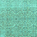 Square Machine Washable Persian Turquoise Traditional Area Rugs, wshtr4122turq