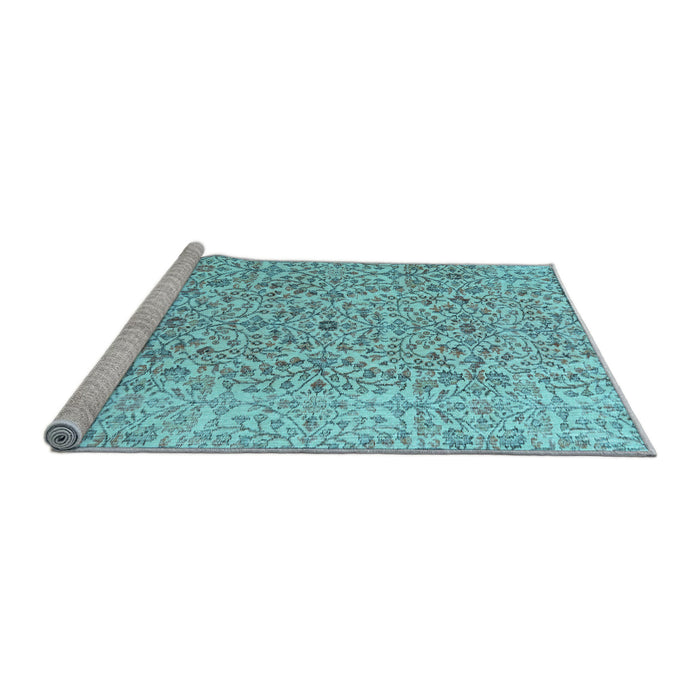 Sideview of Machine Washable Persian Light Blue Traditional Rug, wshtr4122lblu