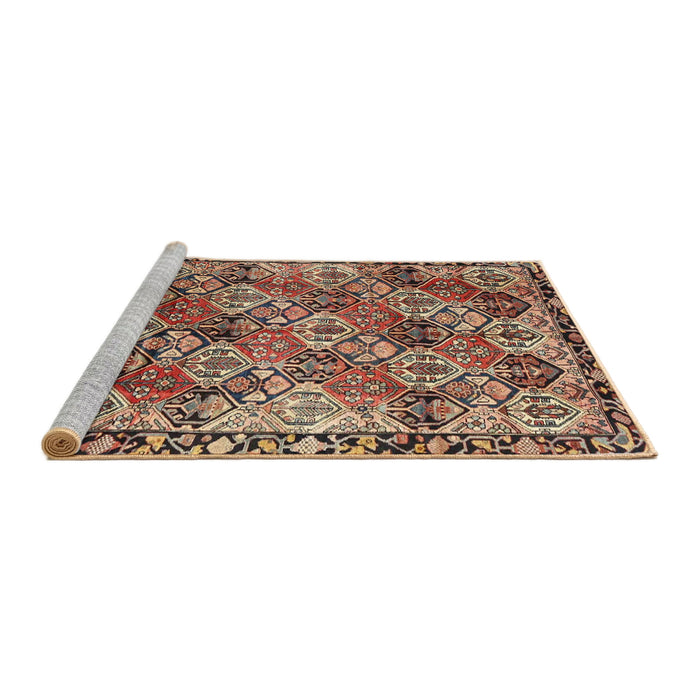 Sideview of Machine Washable Traditional Red Brown Rug, wshtr4123