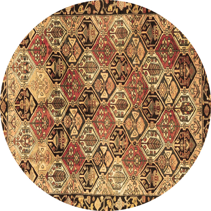 Round Machine Washable Persian Brown Traditional Rug, wshtr4123brn