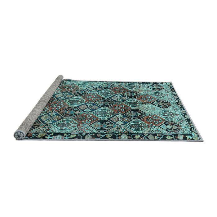 Sideview of Machine Washable Persian Light Blue Traditional Rug, wshtr4123lblu