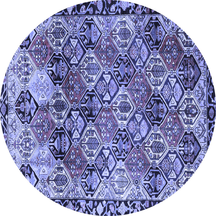 Round Machine Washable Persian Blue Traditional Rug, wshtr4123blu