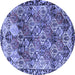 Round Machine Washable Persian Blue Traditional Rug, wshtr4123blu