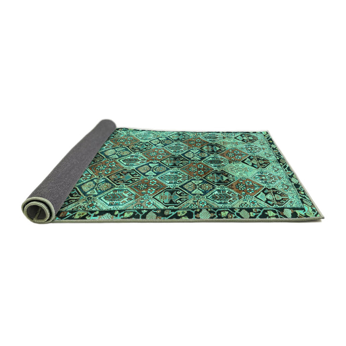 Sideview of Persian Turquoise Traditional Rug, tr4123turq