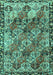 Machine Washable Persian Turquoise Traditional Area Rugs, wshtr4123turq