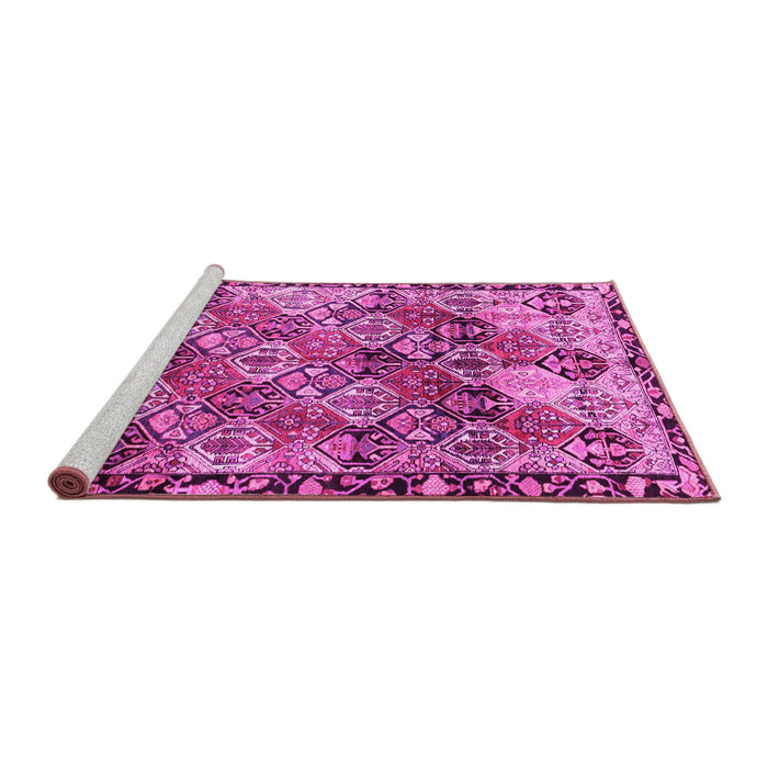 Sideview of Machine Washable Persian Pink Traditional Rug, wshtr4123pnk