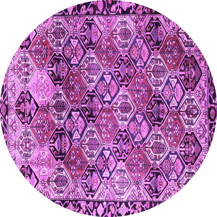 Round Machine Washable Persian Purple Traditional Area Rugs, wshtr4123pur