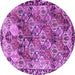 Round Machine Washable Persian Purple Traditional Area Rugs, wshtr4123pur