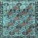 Square Machine Washable Persian Light Blue Traditional Rug, wshtr4123lblu