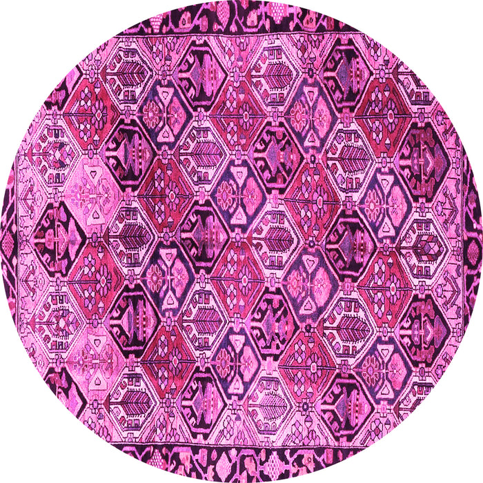 Round Machine Washable Persian Pink Traditional Rug, wshtr4123pnk