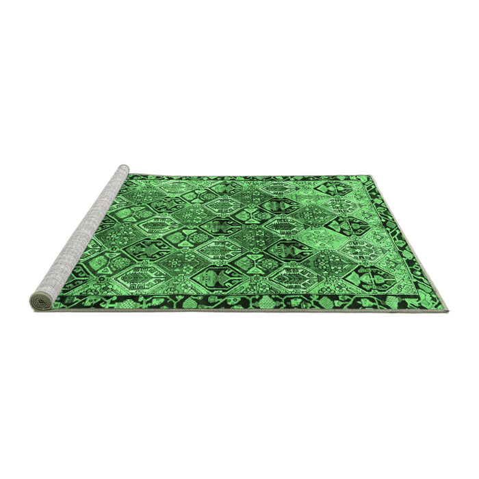 Sideview of Machine Washable Persian Emerald Green Traditional Area Rugs, wshtr4123emgrn
