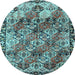 Round Persian Light Blue Traditional Rug, tr4123lblu