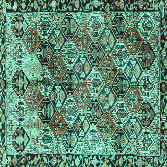 Square Machine Washable Persian Turquoise Traditional Area Rugs, wshtr4123turq