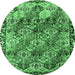 Round Persian Emerald Green Traditional Rug, tr4123emgrn