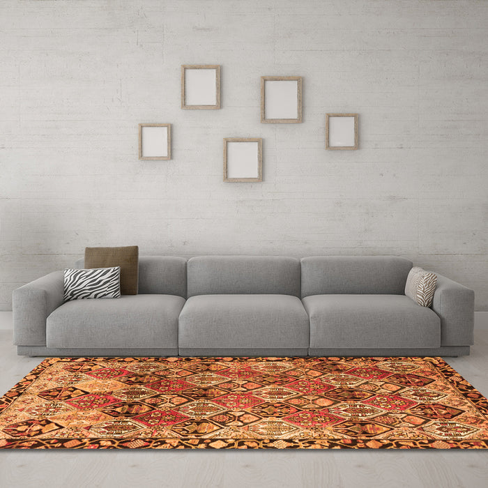 Machine Washable Persian Orange Traditional Area Rugs in a Living Room, wshtr4123org