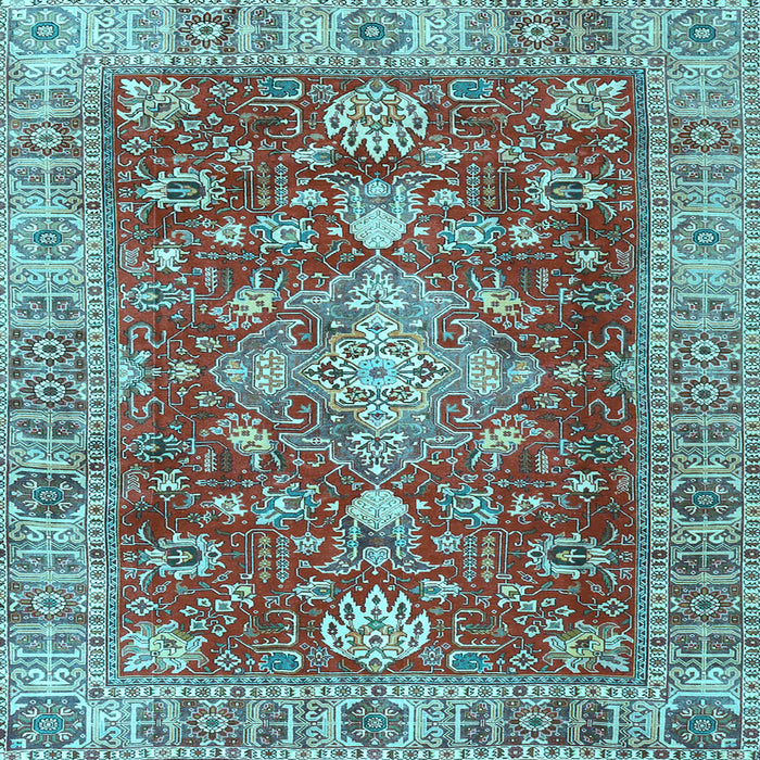 Square Machine Washable Persian Light Blue Traditional Rug, wshtr4124lblu