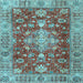 Square Machine Washable Persian Light Blue Traditional Rug, wshtr4124lblu