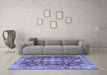 Machine Washable Persian Blue Traditional Rug in a Living Room, wshtr4124blu