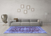 Machine Washable Persian Blue Traditional Rug, wshtr4124blu