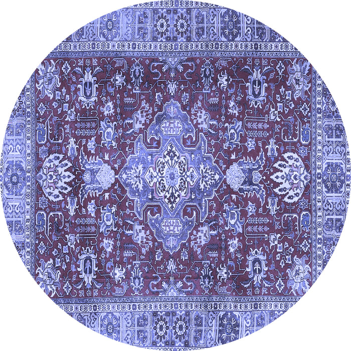 Round Persian Blue Traditional Rug, tr4124blu