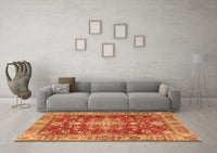 Machine Washable Persian Orange Traditional Rug, wshtr4124org