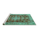 Sideview of Machine Washable Persian Turquoise Traditional Area Rugs, wshtr4124turq