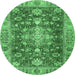 Round Persian Emerald Green Traditional Rug, tr4124emgrn