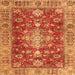 Round Machine Washable Persian Orange Traditional Area Rugs, wshtr4124org