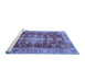 Sideview of Machine Washable Persian Blue Traditional Rug, wshtr4124blu